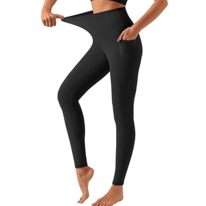 DOTDOG High Waisted Yoga Leggings for Women Tummy Control Legging with 3 Pockets Buttery Soft Compression Workout Yoga Pants L Black