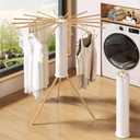 Foldable Tripod Clothes Drying Rack,Beechwood & Portable Laundry Stand, Space-Saving Collapsible Hanger with 16 Arms for Indoor & Outdoor Drying Easy Setup, Stable Base, Fast Air-Drying Design, Tripod-16 Wooden poles
