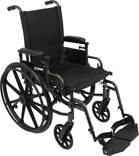 ProBasics Ultra Lightweight Wheelchair for Adults - Height Adjustable Seat - Flip Back Height Adjustable Desk Arms - Swing-Away Foot Rest, 18" x 16" Seat