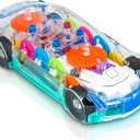 ZHFUYS Light Up Transparent Car Toy for Kids, Sensory Toys for Kid, Toy Car with Colorful Moving Gears, Fun Educational Toy for Kids, Birthday Gifts Idea for Boys Girls