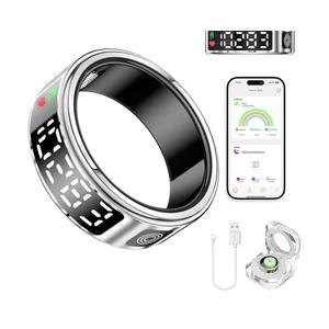 Smart Ring Health Tracker for Women & Men - IP68 Waterproof Fitness Rings with LED Screen, Heart Rate/Blood Oxygen/Sleep Monitoring/Motion Tracking, No Subscription Fee(11#)