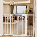 Cumbor 36" Extra Tall Baby Gate for Stairs, 29.7-54.2" Extra Wide Dog Gate for Doorways Hallways, Pressure Mounted Child Gate for Wide Opening, Auto Close Personal Safety for Babies and Pets, White (29.7-54.2"W x 36"H)