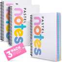 Spiral Notebook, 5x7 Inch Notebooks - Wirebound College Ruled Note Books, Bright Pastel Colored Lined Paper, Perforated Notepad Memo Books - Durable Poly Cover, Journaling Notebook - 100 Sheets - 3
