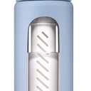 LifeStraw Go Series Glass Water Filter Bottle Made from Hand-Blown Glass with Silicone Sleeve for Hydration at Home or on-the-go, Icelandic Blue, 20oz