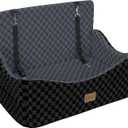 JOEJOY Dog Car Seat for Medium/Large Dogs - Reversible Dual-Sided Travel Dog Car Bed with Memory Foam, Washable Pet Booster Seat for Dogs up to 55 lbs or 2 Small Dogs, 2 Safety Leashes, Dark Grey