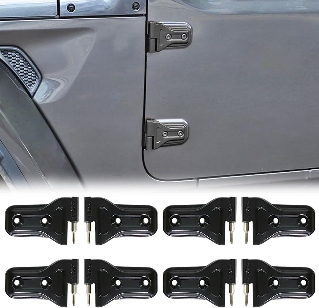 Hooke Road for Jeep Door Hinge Kit Compatible with Jeep Wrangler JL Unlimited 4-Door | Gladiator JT 2018-2024 (Set of 8 Hinges) Hooke Road for Jeep Door Hinge Kit Compatible with Jeep Wrangler JL Unlimited 4-Door | Gladiator JT 2018-2024 (Set of 8 Hinges)