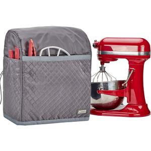 HOMEST Stand Mixer Quilted Dust Cover with Pockets Compatible with KitchenAid 6/7/8 Quart Bowl Lift, Grey (Patent Design)