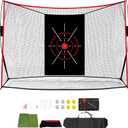 Golf Net, 10x7ft Golf Hitting Nets with a Turf Mats, Golf Practice Net for Backyard,Garage, Terrace Equipped with Noise Free Target, Great Gift for Fathers, Husbands and Professional Golfers