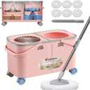 Easy-Rinse Spin Mop Bucket Gen 2, Clean/Dirty Water Separation,Pink