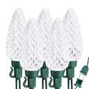 Brizled C9 Christmas Lights Cool White 16FT 25 LED 120V UL Certified Faceted Outdoor Christmas String Lights Connectable Xmas Tree Light for Tree, Holiday, House, Roof Decor