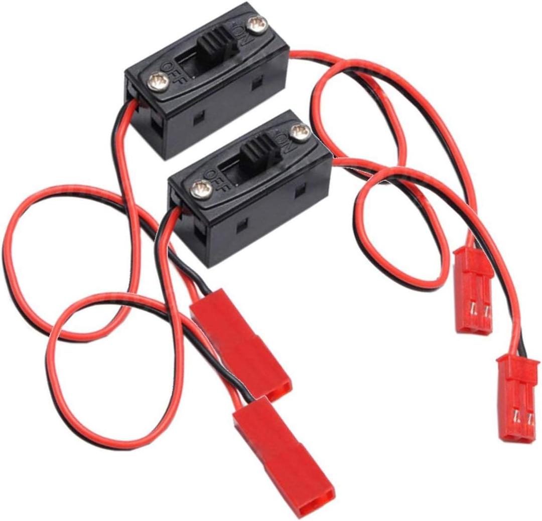 ShareGoo 2 Pack On/Off Power Switch Battery Receiver JST Connector Compatible with HSP RC 1/10 1/8 Car Crawler Buggy Multicopter Airplane -Red