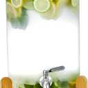 Beverage Dispenser 2.1 Gallon with Spigot Glass Water Dispenser for Parties, Bars, Restaurants (8Lwith Wood Stand Drink Dispensers