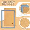 DOLLAR BOSS Cork Boards for Walls, 24 X 18 Inches Bulletin Board Decorative Hanging Pin Board Rustic Wooden Frame Vision Board Notice Board for Office Home Decor, Blue