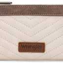 Montana West Wrangler Women's Wallet Travel RFID Wallet Womens Slim Bifold Wallets, Card Cases & Money Organizers White Wallets for Women Ladies Female with Smooth Zippers