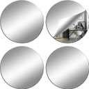DARENYI 4Pcs Glass Round Mirror Tile, 6 Inch Self Adhesive Sticker, Small Circle Sheet for DIY Crafts, Plates Trays for Wedding Table Centerpieces Walls Decor