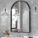 Suidia 22" x 30" Bathroom Mirror, Bathroom Vanity Mirror Metal Framed, Wall-Mounted Mirrors for Bedroom, Living Room, Entryway, Hallway, Black, Arch Style