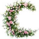 Moon Shape Wedding Metal Arch Backdrop White Flower Balloon Arbors Stand for Wedding Birthday Party, Graduation Decorations and Baby Shower