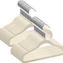 GoodtoU Kids Hangers Velvet 50 Pack - Baby Felt Hangers Non Slip Toddler Hanger Childrens Hanger for Kid (11.8 inch 50 Pack, Beige)