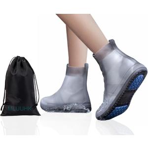 Waterproof Shoe Covers, Reusable Shoe Covers Non-Slip Shoes Boots for Outdoor Cycling Camping Fishing Travel (XX-Large, Grey)