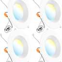 Sunco 4 Pack LED Recessed Lighting 6 Inch, Retrofit Can Lights, 965LM, 13W (75W Equivalent), Selectable CCT 2700K/3000K/3500K/4000K/5000K, Dimmable, Baffle Trim, Damp Rated UL