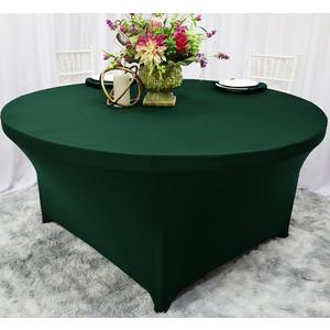 Wholesale (200 GSM) 5 FT (60 in) Round Spandex Stretch Fitted Table Cover Tablecloths - Hunter Green