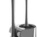 2 in 1 Toilet Brush and Plunger Set - Toilet Brush with Solid Handle, Stand and Holder for Deeply Cleaning in Bathrooms - Plastic Toilet Brush and Holder Set in Grey (Gray)