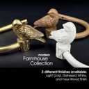Curtain Drapery Holdbacks with Resin Bird, Wall Mount Drapery Hooks Holders, Set of 2, Wood Color, Suitable for Drywall