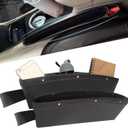 Car Gap Filler, 2 Pack Leather Car Seat Organizer Gap Pocket Car Seat Storage Box for Holding Phone, Sunglasses, Keys, Black
