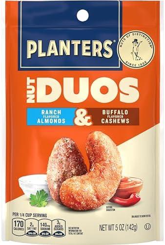 PLANTERS Nut Duos, Flavored Nuts, Ranch Almonds & Buffalo Cashews 5oz Exp. 04/07/26 Pack of 4