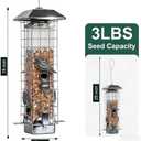 Squirrel Proof Bird Feeders for Outdoors, Metal Wild Bird Feeder for Outside Hanging, 4 Ports Perches, 3LB Large Capacity(Gray)