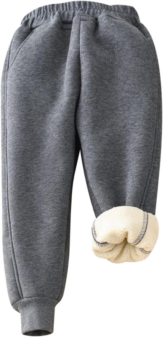 Gihuo Unisex Boys Girls Winter Warm Sherpa Lined Sweatpants Jogger, Size XS