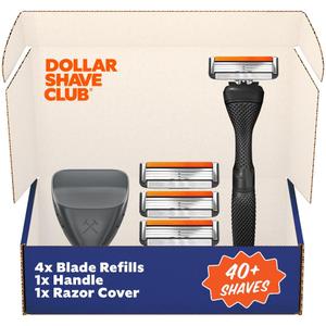 Dollar Shave Club | Travel Shave Set | 4 Swift Rinse Refill Cartridges, 1 Handle, 1 Razor Cover (Silver)