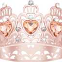 Cake Crown, Women for Crown Heart shaped Diamond Crown, Flower Bouquet Accessories Crowns, Mini Crown, Birthday Cake Baking Decoration Paper Cup Cake Decoration (Mini Rose Gold Peach)