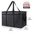 Bodaon 5-Pack Insulated Food Delivery Bag for Hot and Cold Meal, XXX-Large, Grocery Tote Insulation Bag for Catering, Pizza Warmer, Black
