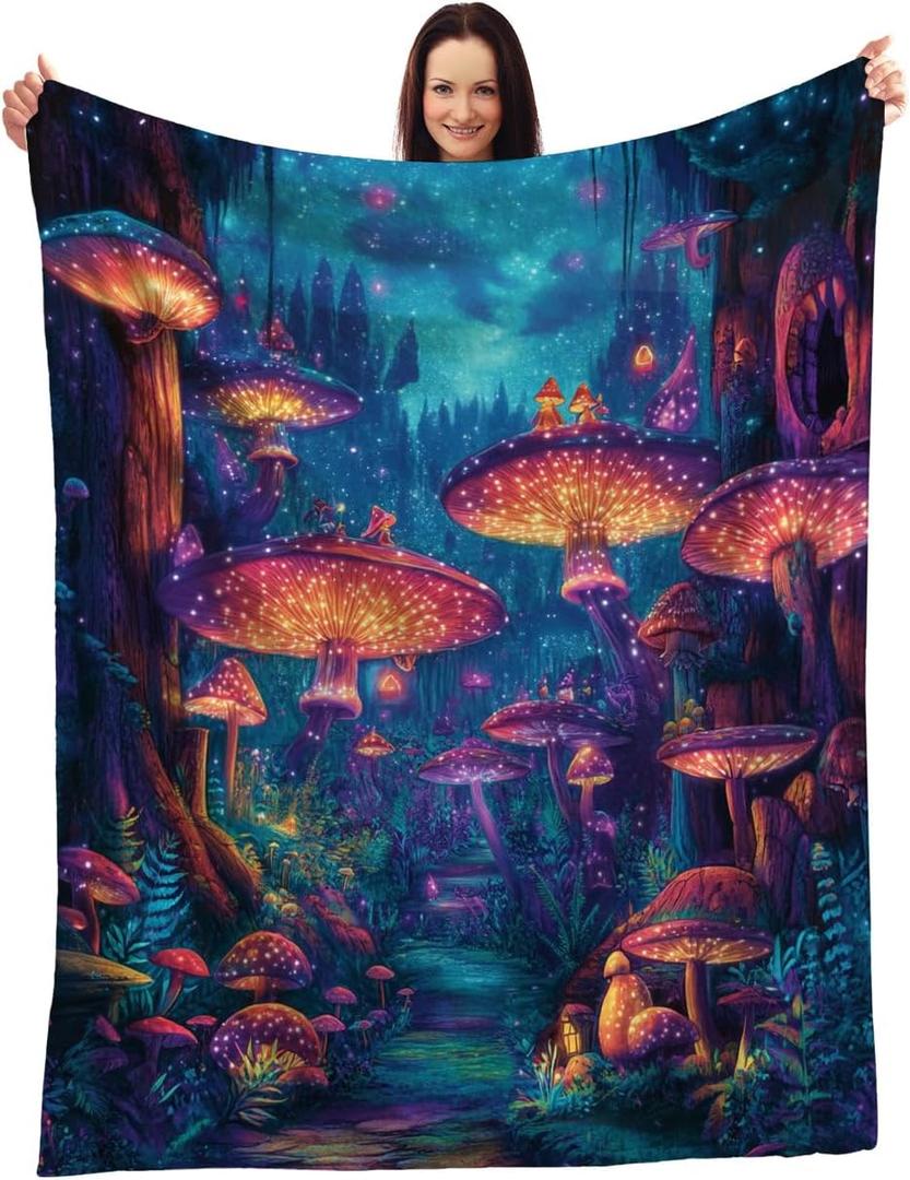 Emily gift Enchanted Forest Throw Blanket - Magical Mushroom Pathway - Mystical Woods Decor - Fantasy Home Accessory - Perfect for Dreamers