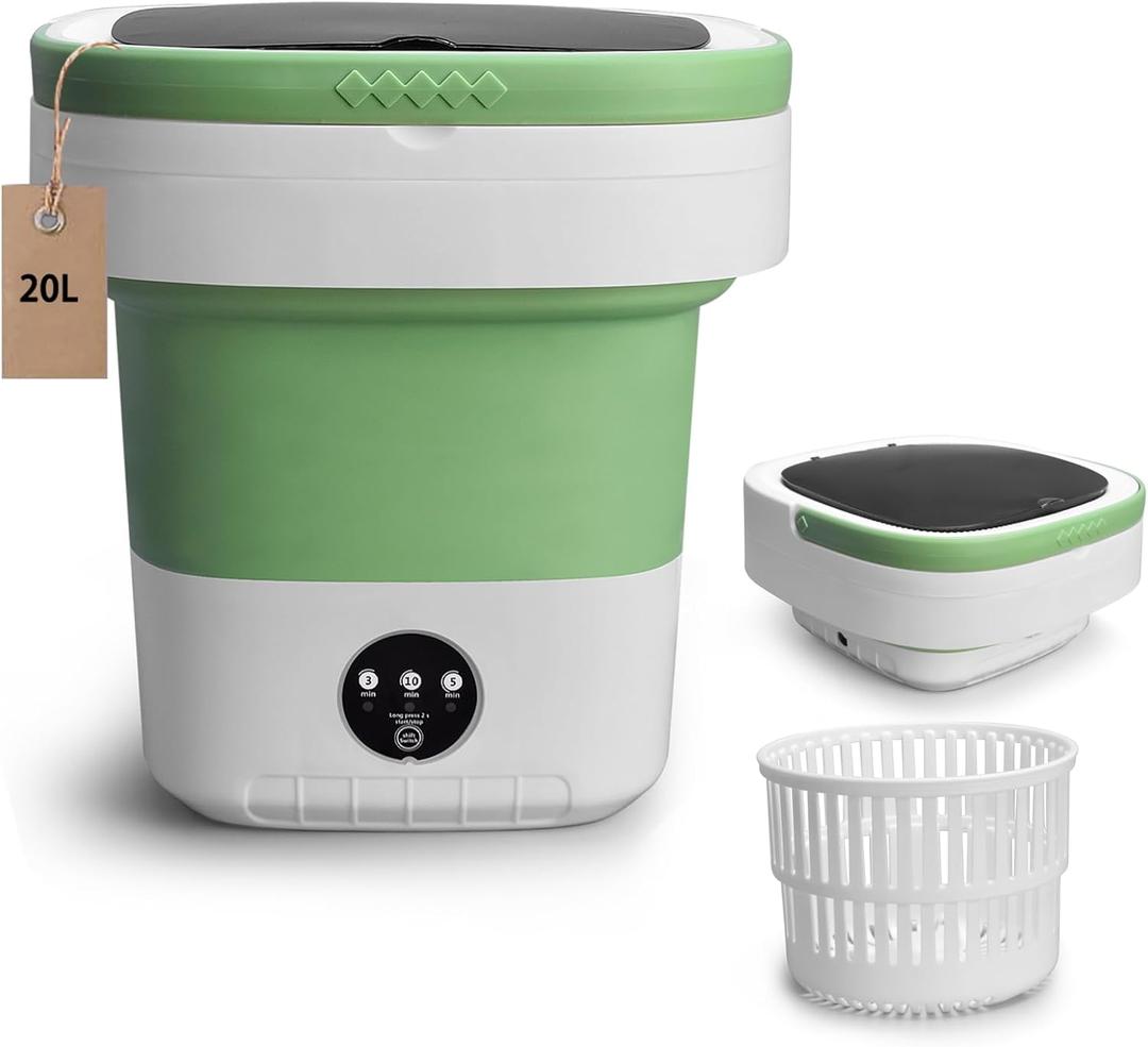 Portable Mini Washing Machine, 20L Upgraded with Spin Basket Laundry Machine, 3 Modes Deep Cleaning for Baby Clothes, Underwear & Socks, Perfect for Apartment, Dorm, Hotel, Travel & Camping