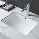 2114" Rectangle Bathroom Sink, White Undermount Vessel Sink, Ceramic Vanity Sink with Overflow for Bathroom Restroom (19" x 12")
