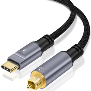 USB C to Toslink Optical Audio Cable, Unidirectional USB C to SPDIF Port Male Digital Optic Stereo Audio Cord for Smartphone, Tablet, Laptop, TV/Soundbar, Sony PS5,Speakers & Home Theater Systems-4FT