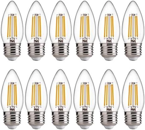 FLSNT B11 E26 Base LED Candelabra Light Bulbs 60W Equivalent, Dimmable, LED Candle Light Bulbs, 2700K Soft White, 9 Pack UL,CA65 Listed.