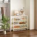 INGIORDAR 4 Tier Shoe Rack Storage Organizer Shelf Top with MDF Board