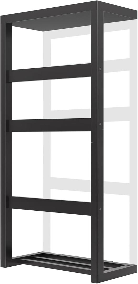 Bamboo Wall Blanket Ladder, 4-Tier Towel Racks, Blanket Holder with Anti-Slip Construction Home Decor, Decorative Blanket, Quilt, Towel, Scarf Ladder Shelves for Bathroom, Living Room, Bedroom (Black)