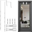 2 PCS Over The Door Mirror Hanger, Adjustable Door Mirror Hanger, Five-Hole Over The Doors-Mirrors Hook, Mirrors Doors Hangers with 2 Iron Filings and Screws (White)