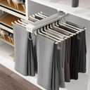 MYOYAY Pull Out Trousers Rack 22 Arms Steel Pull Out Pants Rack Pants Hanger Bar Clothes Organizers for Closet for Space Saving and Storage Maximum Load 33lbs Beige 23.4x18x5.7inch