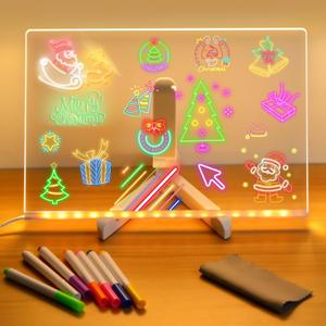 Led Note Board with Colors, Light Up Acrylic Message Board, Glowing Acrylic Dry Erase Board with Light, Led Boards to Write On, Led Writing Board Led Drawing Board (Large/11.8 * 7.9 inches)