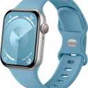 Sport Band Compatible with Apple Watch Band 44mm 45mm 46mm 40mm 42mm 38mm 41mm 49mm, Soft Silicone Waterproof Replacement Strap for iWatch Watch Series 11 10 9 8 7 6 5 4 3 2 1 SE Ultra Women Men (Lake Blue)