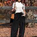 TARSE Womens Corduroy Pants Harem Casual Loose Fit Baggy Elastic Waist Lantern Fall Pants with Pockets, L