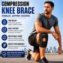 Knee Brace with Open Patella & Side Stabilizers, Adjustable Compression Knee Support for Men & woman, Breathable Support for Knee Pain, Running, Gym, Arthritis Relief