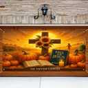Thanksgiving Garage Door Cover 13x6Ft Christian Fall For Jesus Garage Decor Thanksgiving Decorations for Home Pumpkin Barn Thanks Giving Door Banner Autumn Outdoor Porch Decoration Religious Garage Door Mural