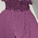MUADRESS Bridesmaid Wedding Guest Dress Off-The-Shoulder Sparkly Lace Cocktail Prom Party Dresses for Teens Grape, L
