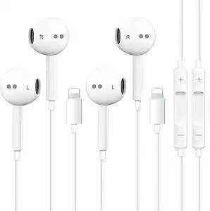 Gnolnuhc 2Pack Wired Headphones for iPhone Ear Buds -Plug&Play
